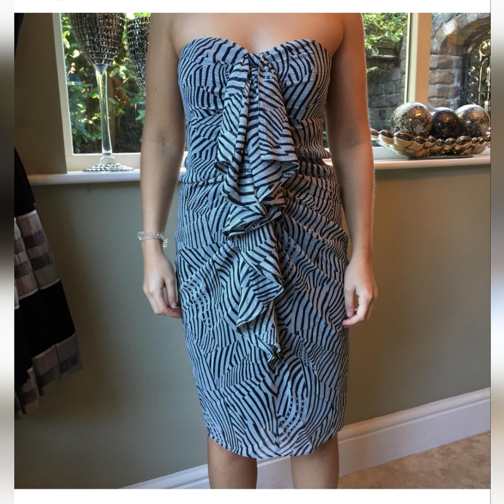 Elegant Zebra Print Strapless Dress